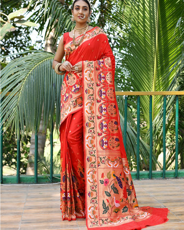 RED  paithani weaves sarees 3