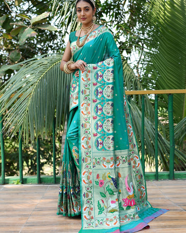 CYAN BLUE   paithani weaves sarees 