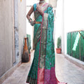 Turquoise Colour Meenakari patola Silk Saree 2