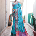 Sky Colour Meenakari patola Silk Saree