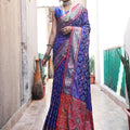 Royal blue Colour Meenakari patola Silk Saree