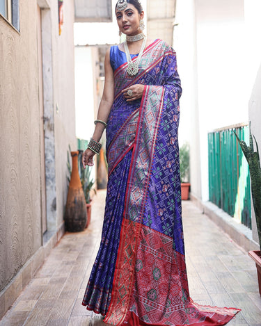 Royal blue Colour Meenakari patola Silk Saree