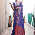 Royal blue Colour Meenakari patola Silk Saree 2