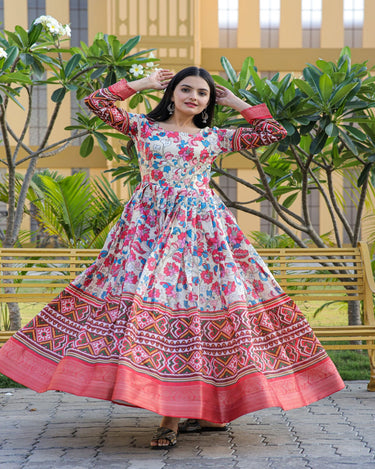 Stitched Banarasi Silk Full Weaving Gown Heavy work Anarkali Dress LD1738 |  eBay