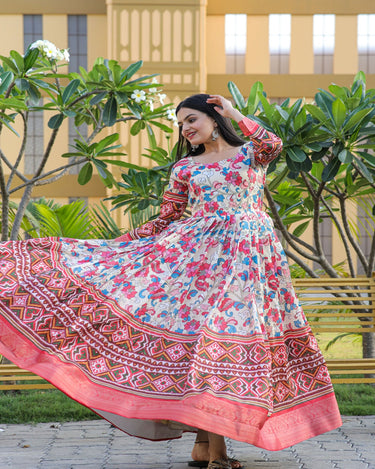 Multicolor Women Ladies Banarasi Silk Gown, Size: XXL at Rs 899 in Surat