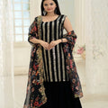 Black Colour Readymade Crop Top with Sharara and Dupatta 2