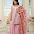 Pink Colour Readymade Crop Top with Sharara and Dupatta