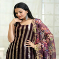 Wine Colour Readymade Crop Top with Sharara and Dupatta 1