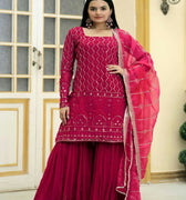 Pink Colour Top Sharara Dupatta