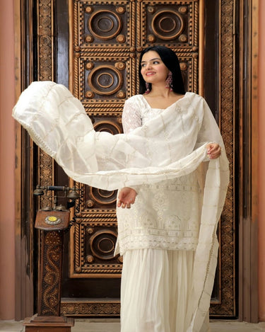 White Colour Top Sharara Dupatta 2