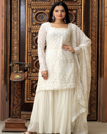 White Colour Top Sharara Dupatta