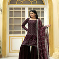 Wine Colour Top Sharara Dupatta 2