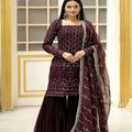 Wine Colour Top Sharara Dupatta