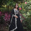 Black Colour Designer Festival special Viscose Sequins Embroidered Work Gown