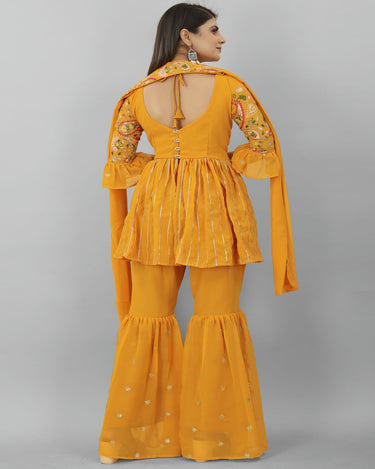 Mustard Colour Cocktail Palazzo Top With Dupatta 3