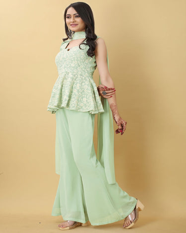 Classy Pastel Green Palazzo Top 2