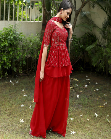 Red Farari Sharara Set 2