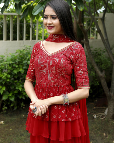 Red Farari Sharara Set 1