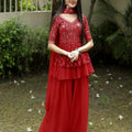 Red Farari Sharara Set