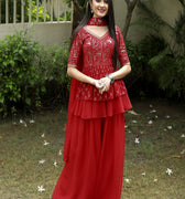 Red Farari Sharara Set