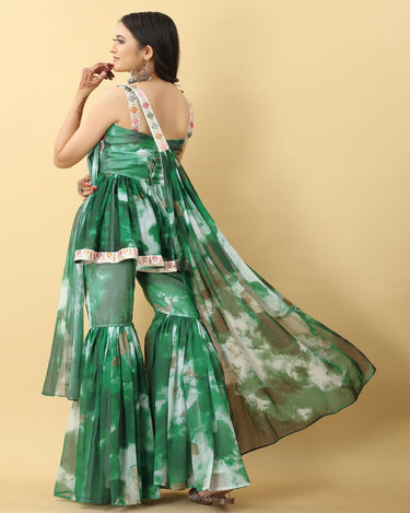 Green Colour Georgette Sharara Set 5