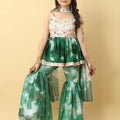 Green Colour Georgette Sharara Set