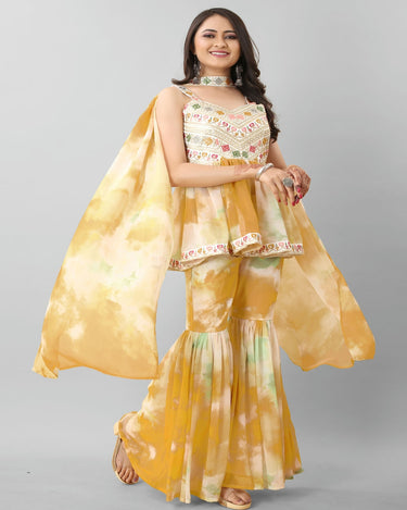 Yellow Colour Georgette Sharara Set