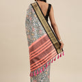 Off White Kalamkari Print Cotton Silk Saree 2