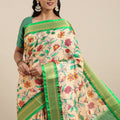 Green Kalamkari Print Cotton Silk Saree 1