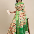 Green Kalamkari Print Cotton Silk Saree