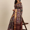 Coffee Kalamkari Print Cotton Silk Saree