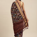 Coffee Kalamkari Print Cotton Silk Saree 2