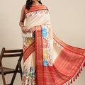 Maroon Kalamkari Print Cotton Silk Saree