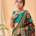 GREEN  Pure paithani silk saree with jaal design  1