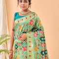 LIGHT GREEN Pure paithani silk saree with jaal design 1