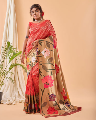 RED PURE PAITHANI SILK SAREE 2