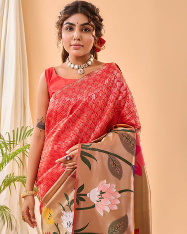 RED PURE PAITHANI SILK SAREE 1