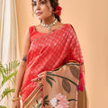 RED PURE PAITHANI SILK SAREE 3