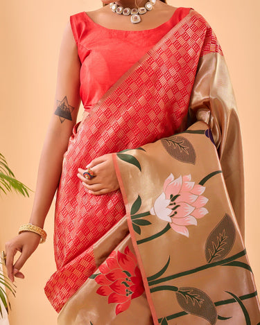 RED PURE PAITHANI SILK SAREE 4