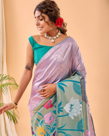 PURPLE PURE PAITHANI SILK SAREE 3