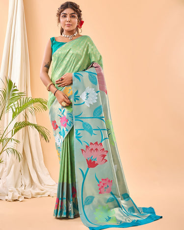 GREEN PURE PAITHANI SILK SAREE