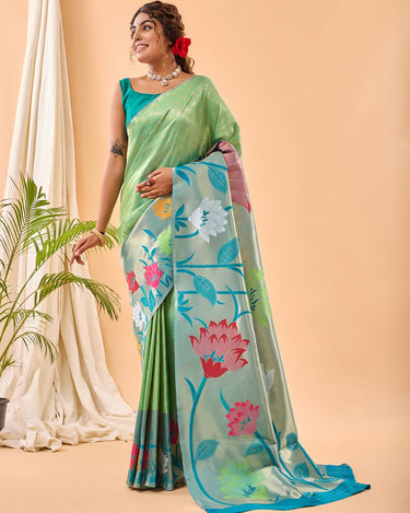 GREEN PURE PAITHANI SILK SAREE 2