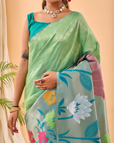 GREEN PURE PAITHANI SILK SAREE 3