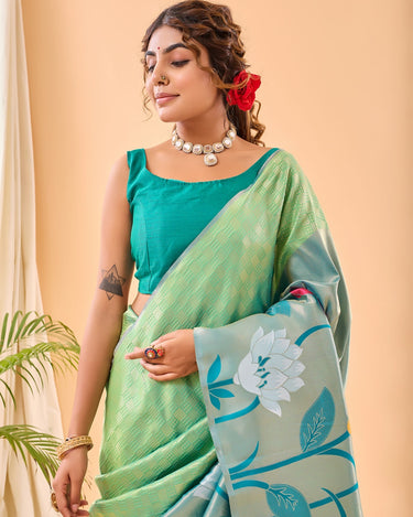 GREEN PURE PAITHANI SILK SAREE 4