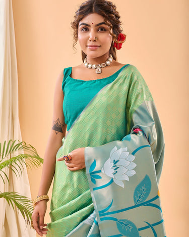 GREEN PURE PAITHANI SILK SAREE 1