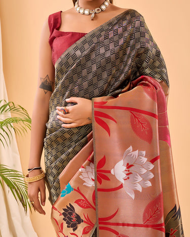 BLACK PURE PAITHANI SILK SAREE  3