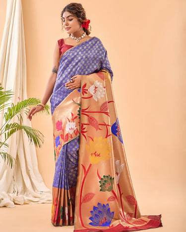 BLUE PURE PAITHANI SILK SAREE 