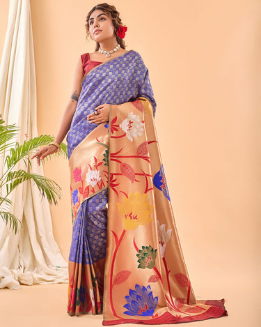 BLUE PURE PAITHANI SILK SAREE  2