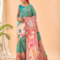 TEAL BLUE PURE PAITHANI SILK SAREE  2