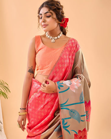 PINK PURE PAITHANI SILK SAREE  4